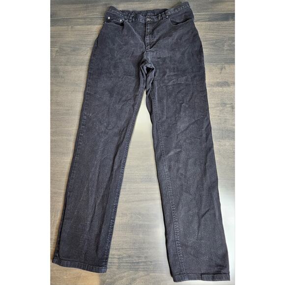 Lauren Jeans Co. Ralph Lauren Women's 12 Classic Straight Black High Rise Denim - Picture 1 of 9